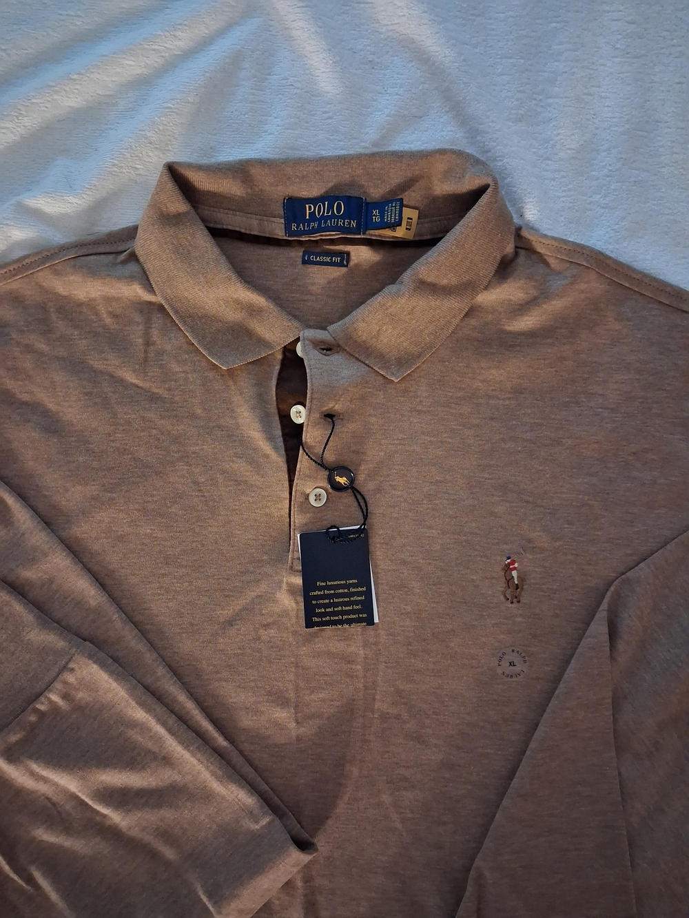 Polo by Ralph Lauren Men’s Long-Sleeve Polo - Light Brown - Picture 2 of 5